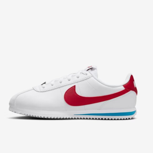 NWOT NIKE Cortez Sneakers White Blue Red Size 7 Youth - Picture 1 of 12
